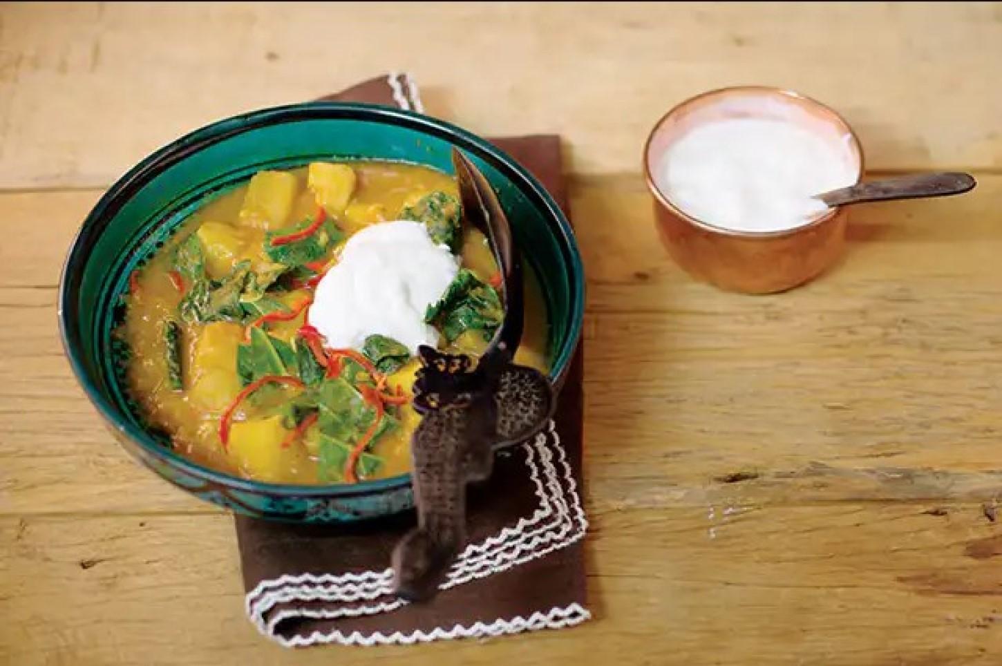 Cozido de batata-doce com couve